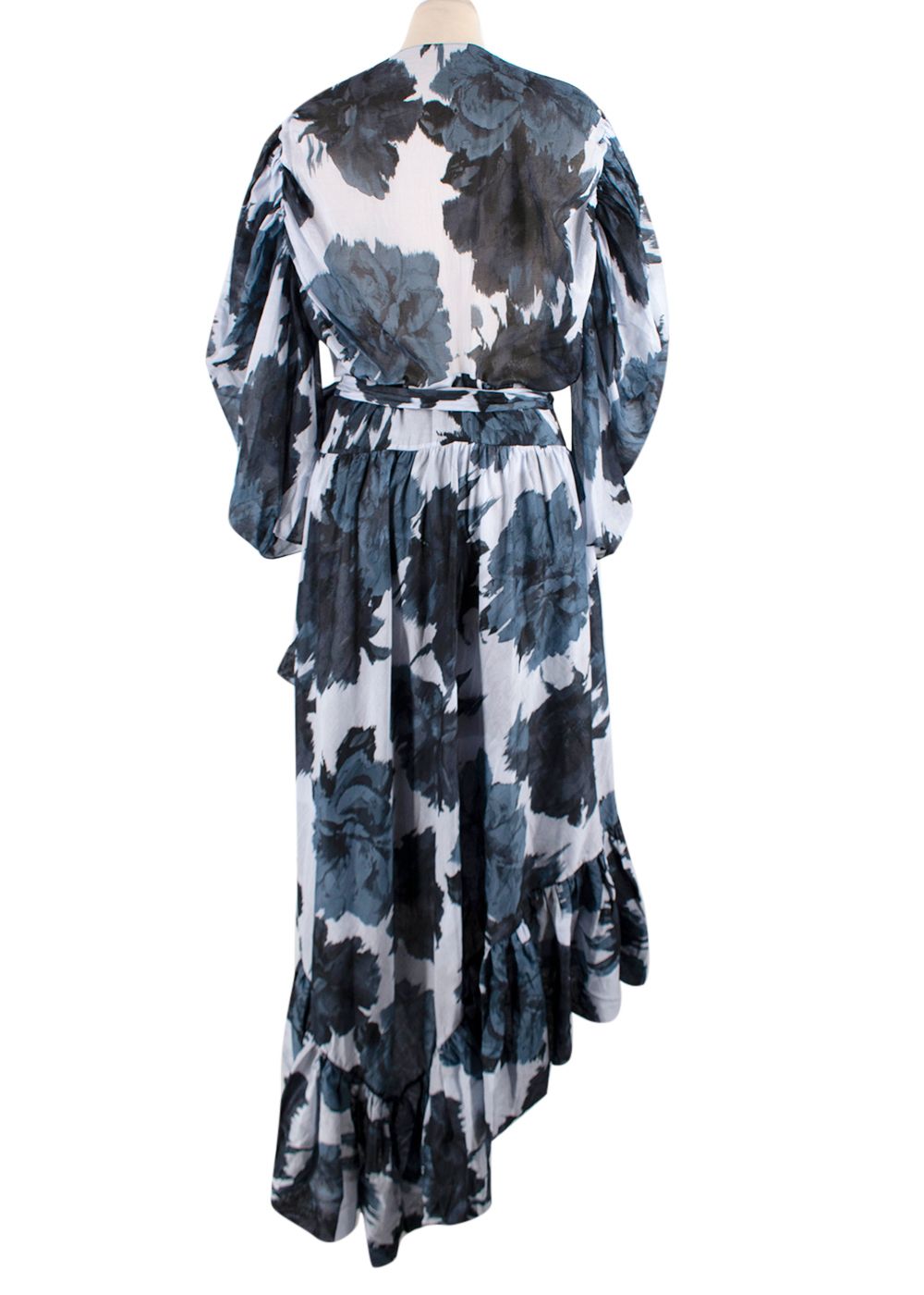 Alexandre Vauthier Asymmetric gathered printed cotton-gauze wrap dress Size M Blue cotton