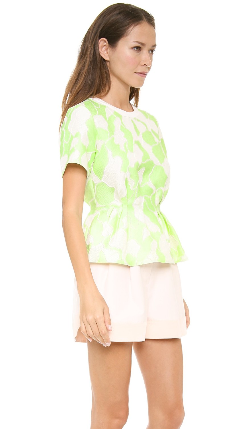 31 Phillip Lim neon jacquard peplum top Size XS Green polyester