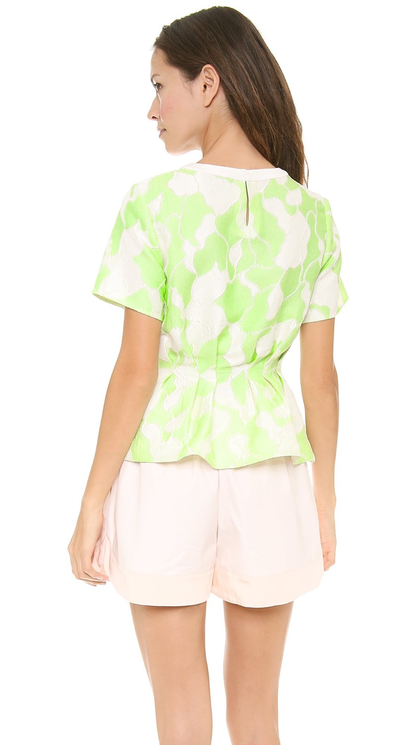 31 Phillip Lim neon jacquard peplum top Size XS Green polyester