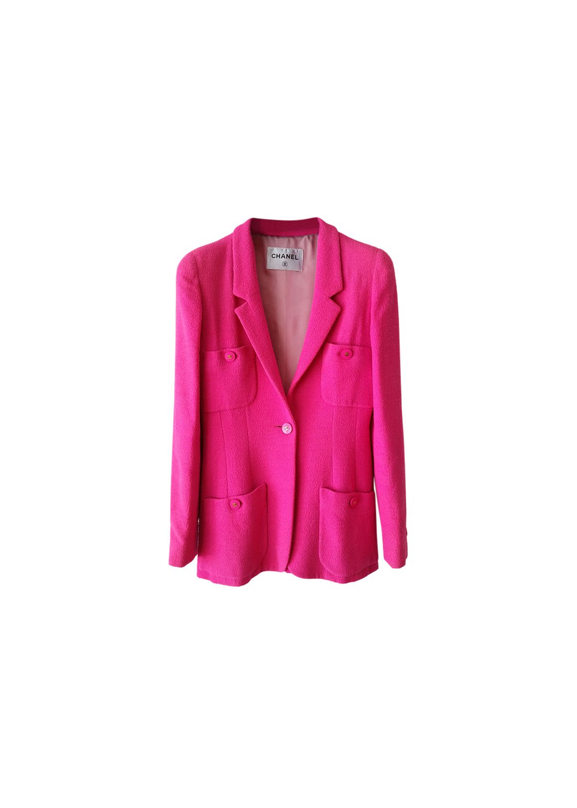 Preowned Chanel Fuchsia Single Breasted Tailored Jacket Size 36 Fuschsia wool