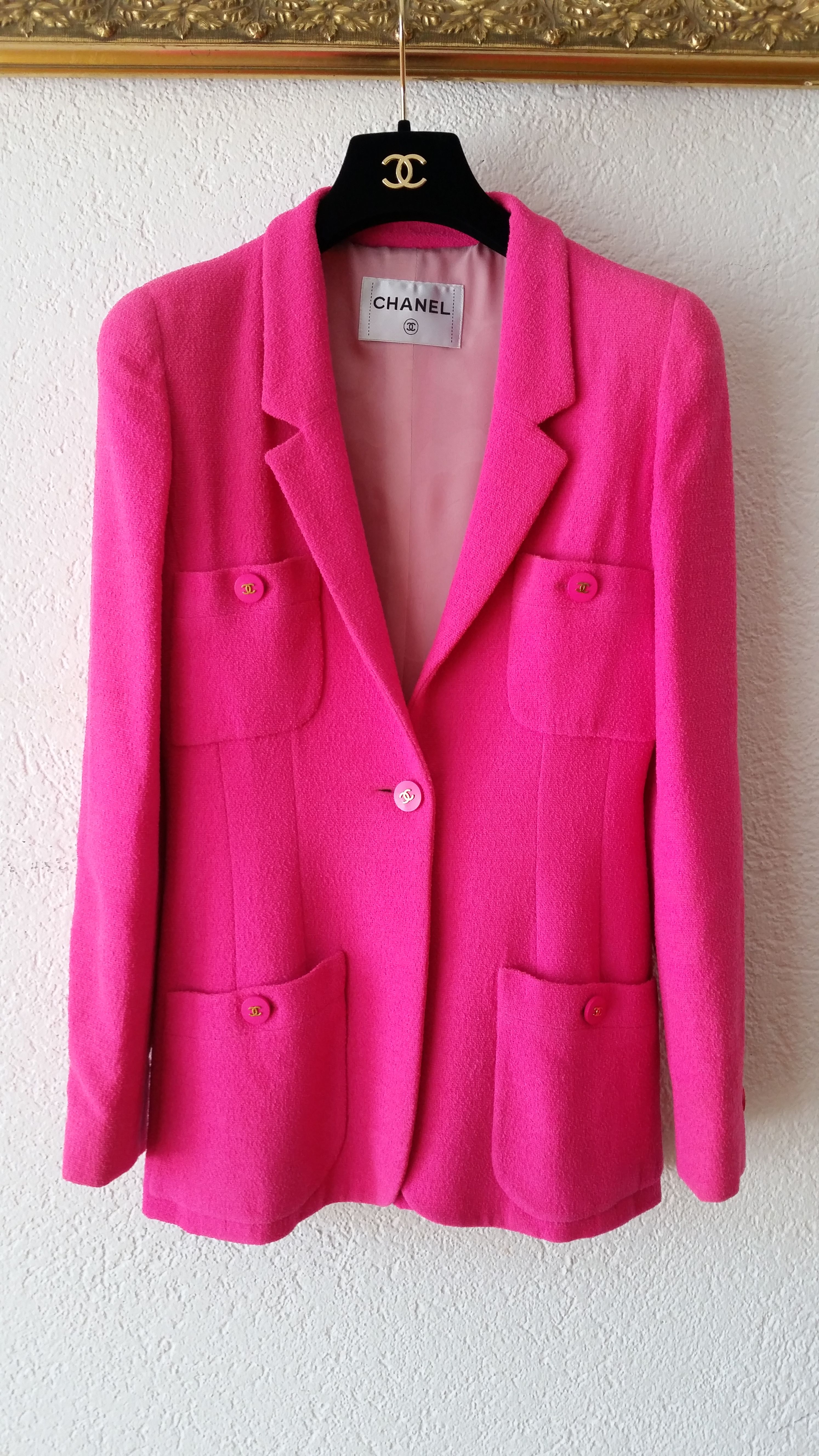 Preowned Chanel Fuchsia Single Breasted Tailored Jacket Size 36 Fuschsia wool