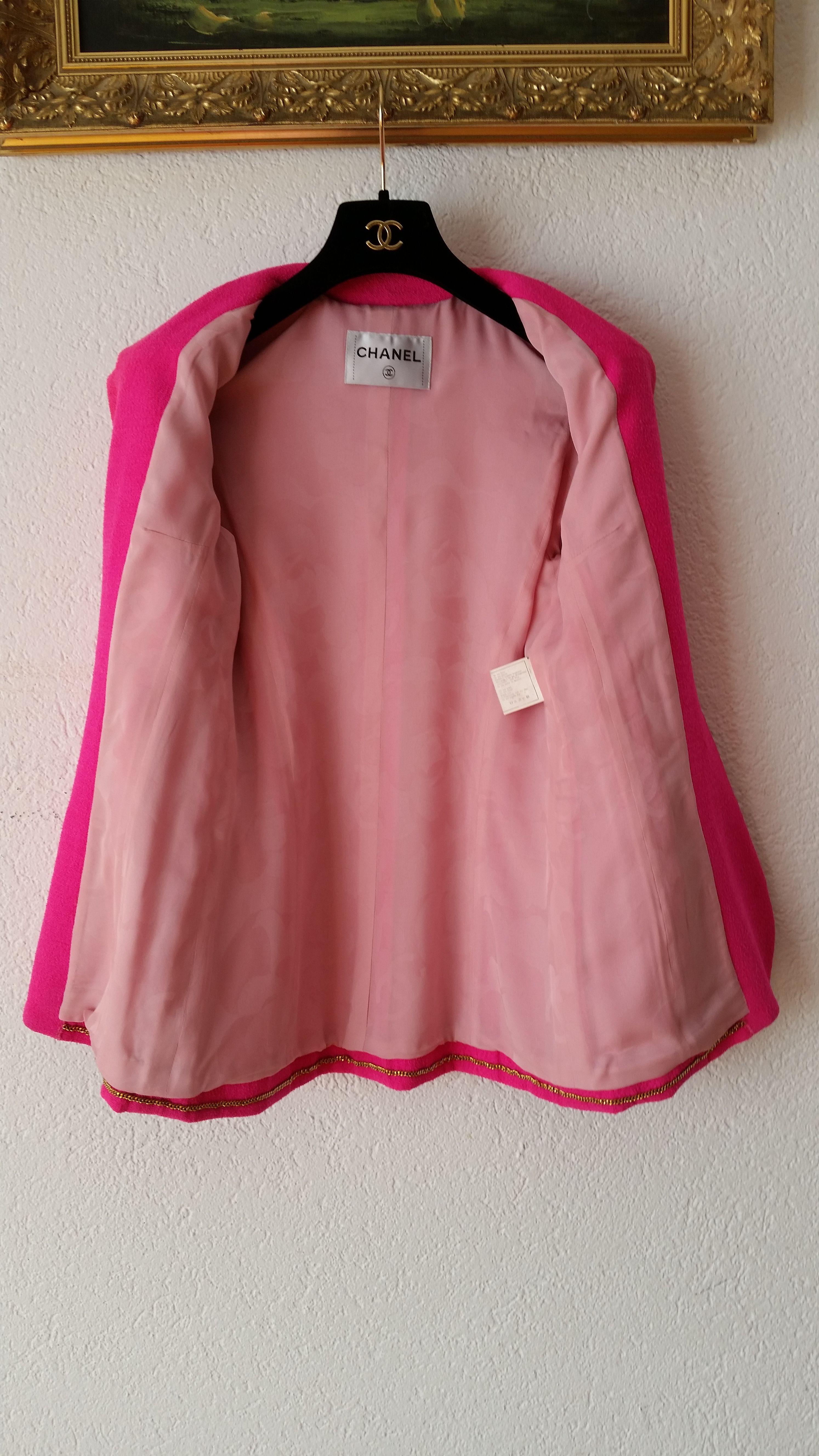 Preowned Chanel Fuchsia Single Breasted Tailored Jacket Size 36 Fuschsia wool