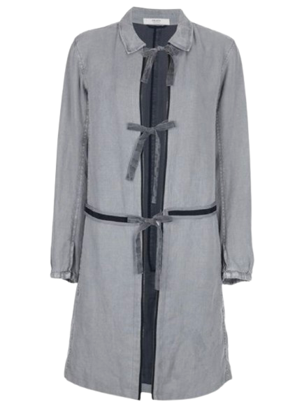 Prada Grey Linen Tie-Fastening Coat Size M