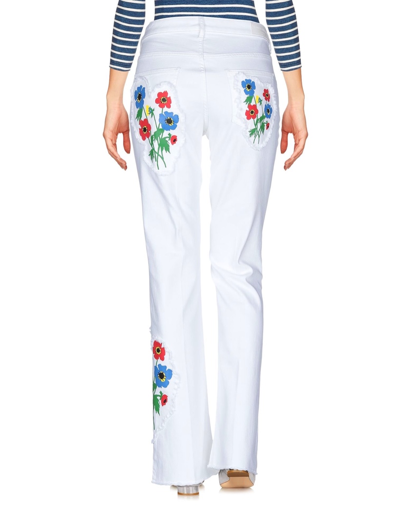 Sonia Rykiel white denim floral embroidered jeans Size XL cotton