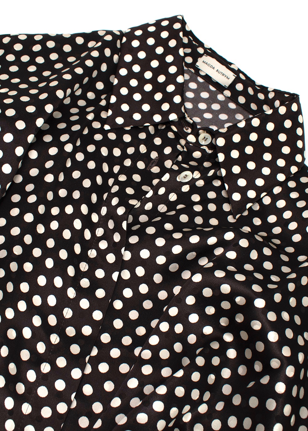 Magda Butrym Brown Polka-dot Silk Shirt Dress Size XS