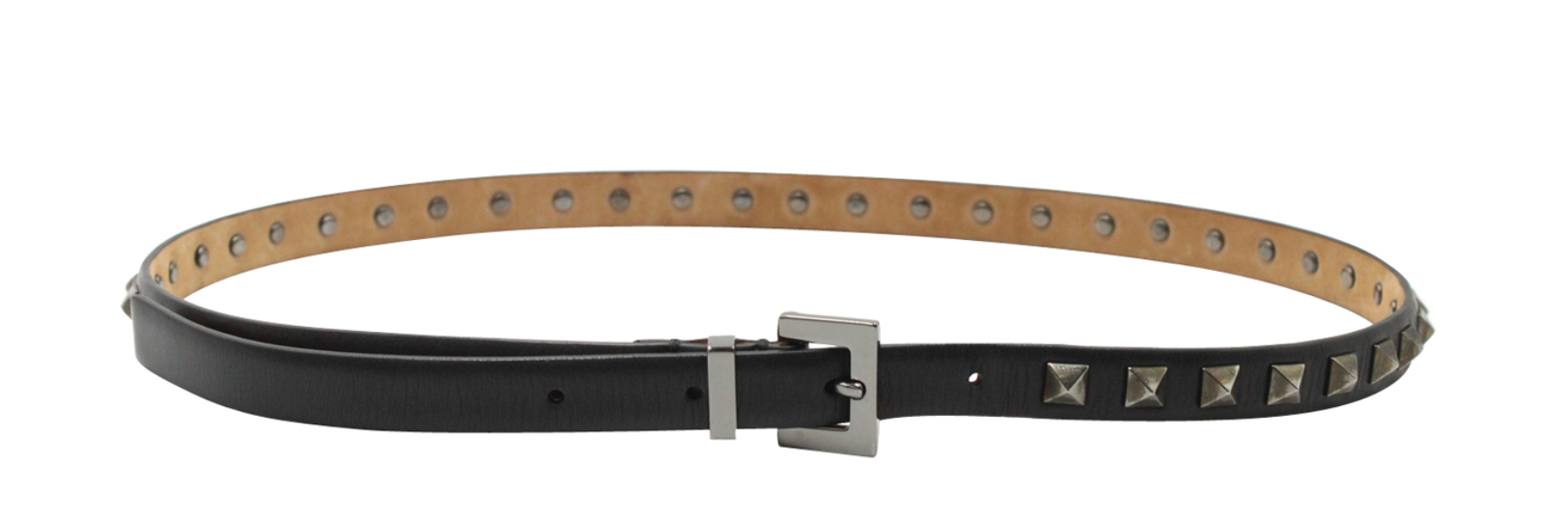 Valentino Black Leather Rockstud Belt