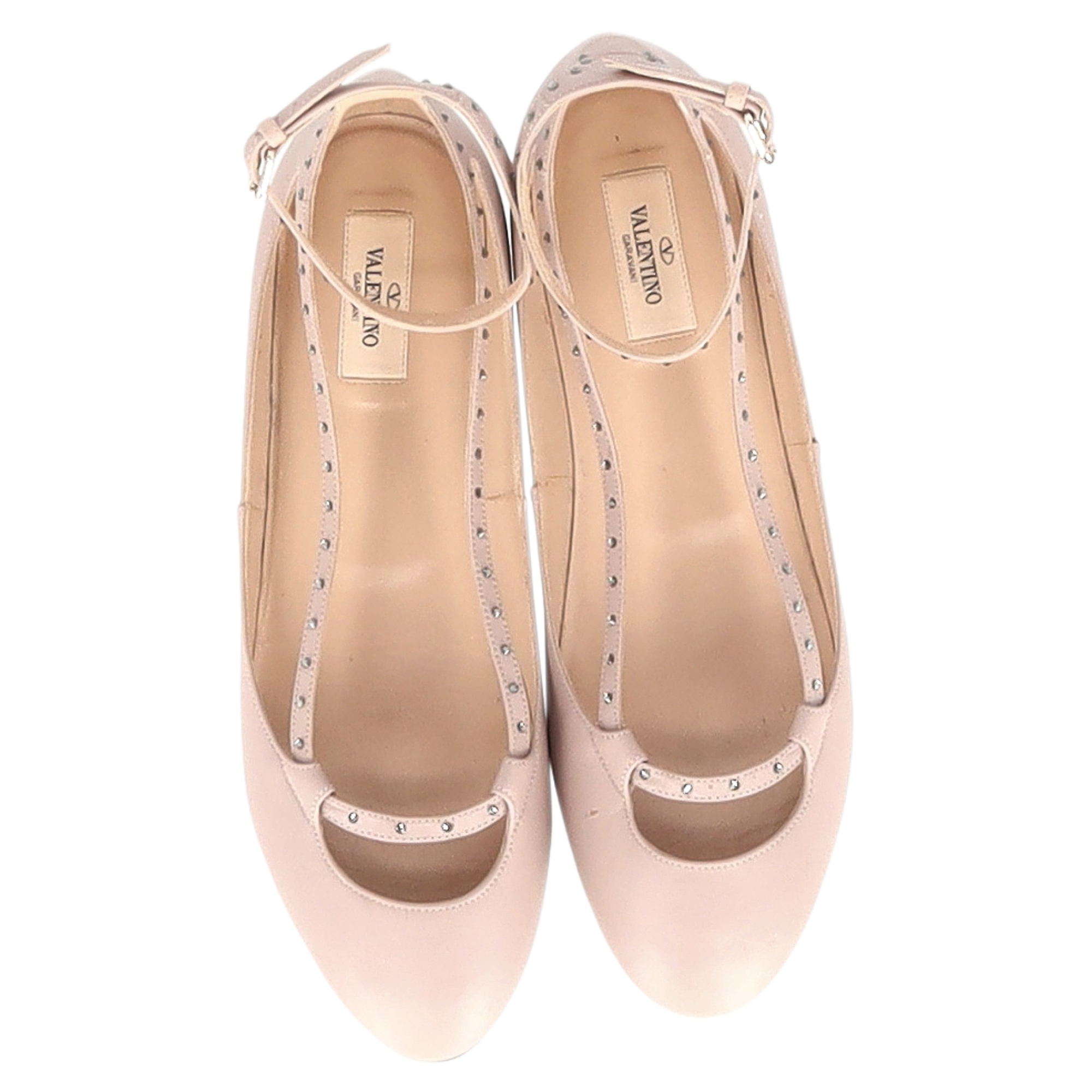 Preowned Valentino Stardust Babe Ballerina Flats Size 41 beige leather