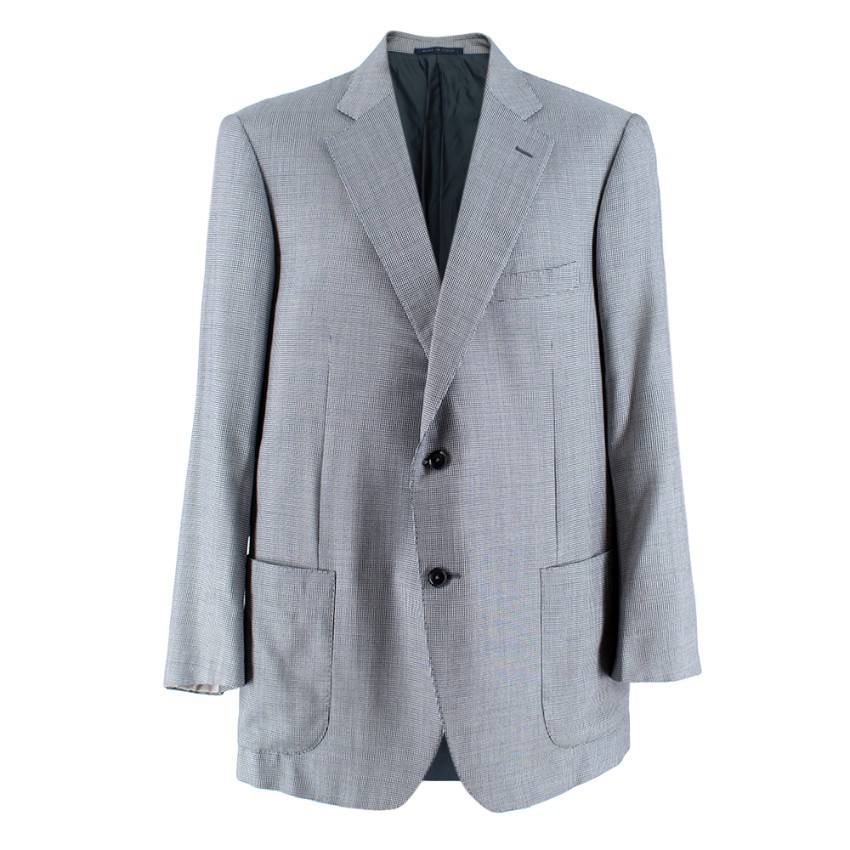 Pal Zileri Men's Silk  Wool Houndstooth Blazer Size M Blue