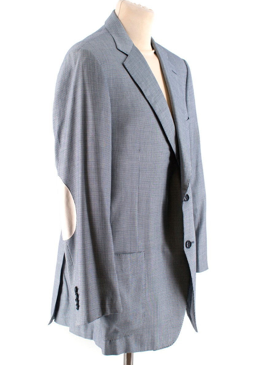 Pal Zileri Men's Silk  Wool Houndstooth Blazer Size M Blue