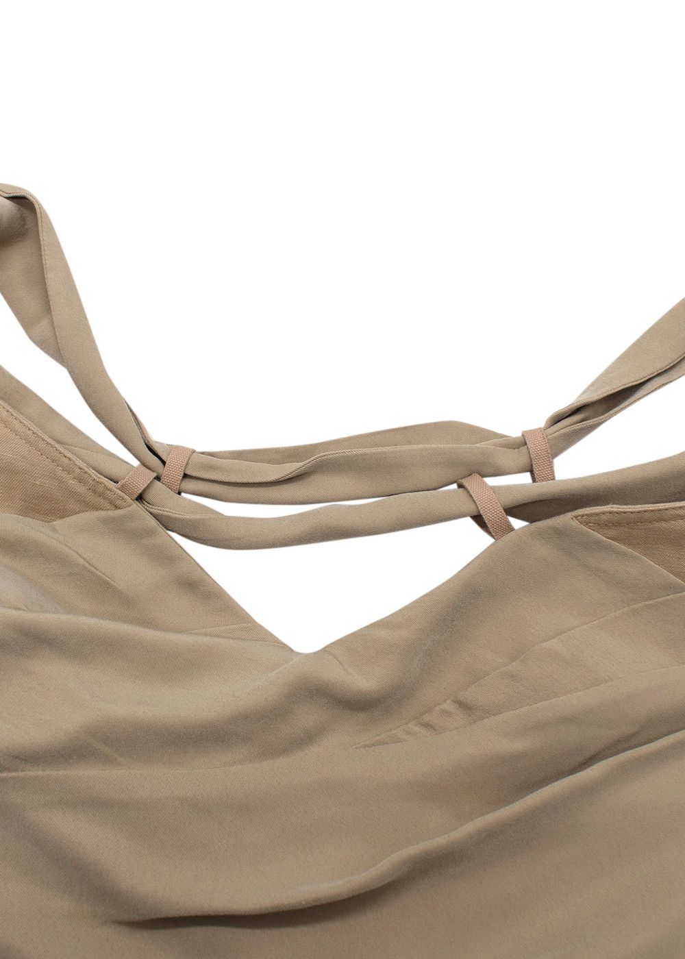 Preowned Jacquemus Khaki 'La Robe Soffio' Mini Dress Size S Beige Khaki blend viscose/silk/elastane