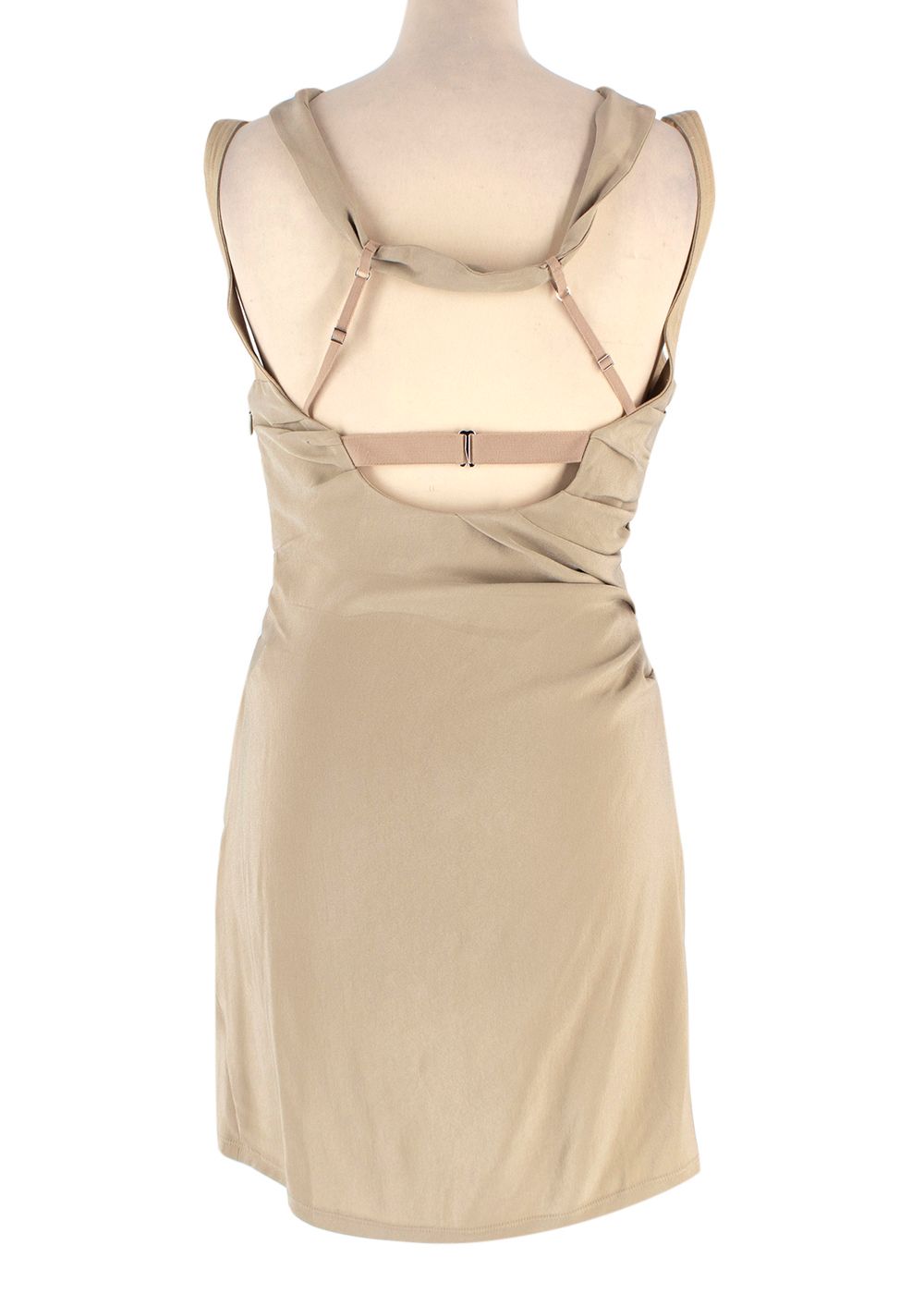 Preowned Jacquemus Khaki 'La Robe Soffio' Mini Dress Size S Beige Khaki blend viscose/silk/elastane