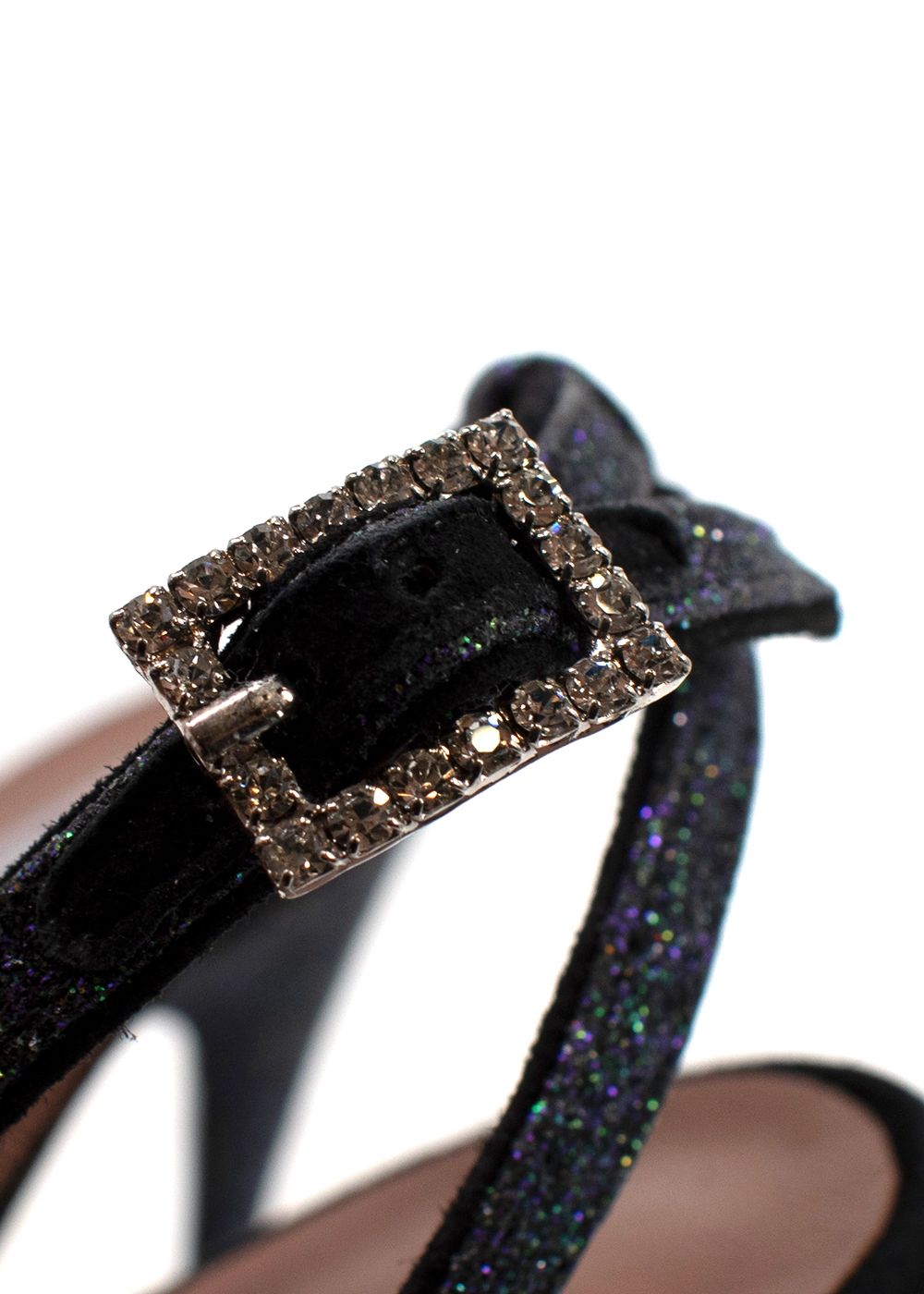 Preowned Tabitha Simmons Purple Glittery Heel Size 395 Dark with multicolour glitter leather