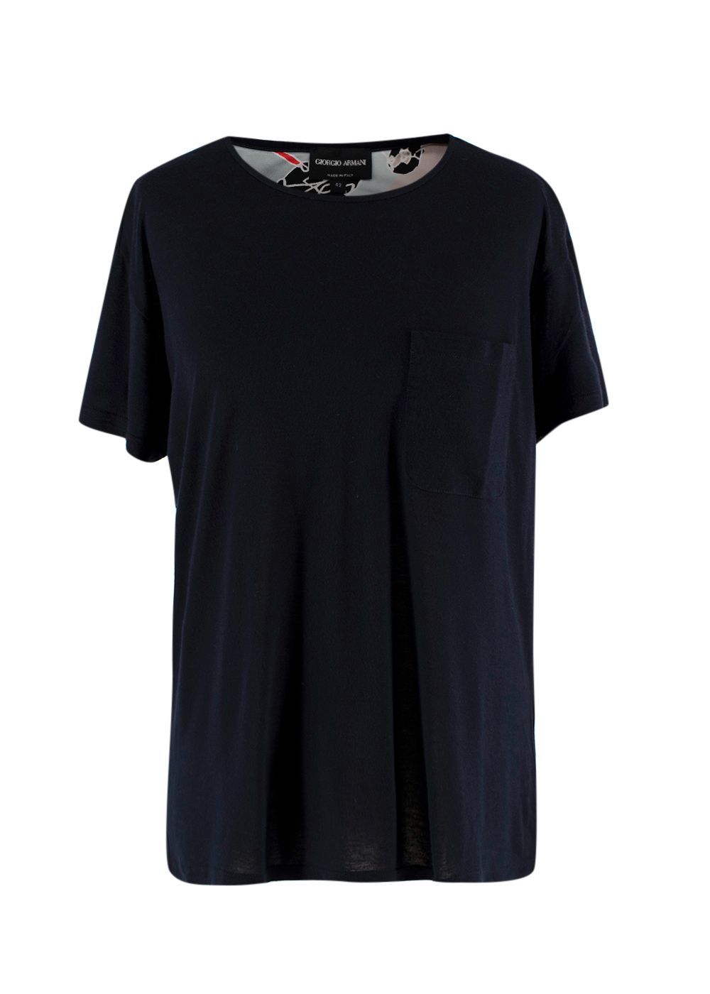 Giorgio Armani Navy Patch Pocket T-Shirt Size S viscose/cashmere