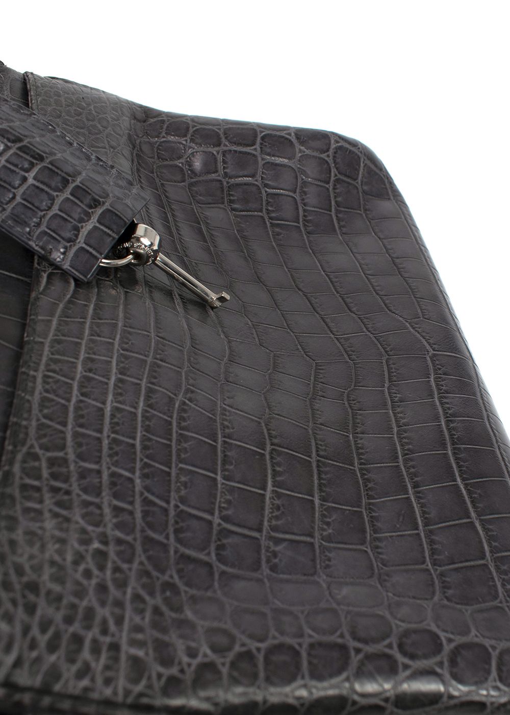 Preowned Asprey Grey Crocodile Leather Private Collection Handbag