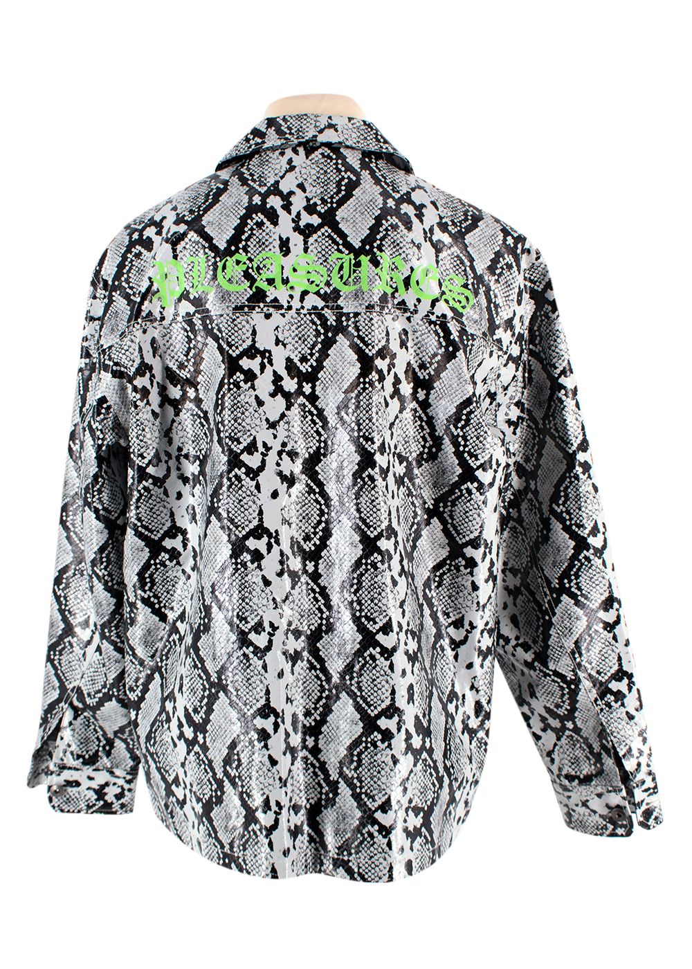 Men's Pleasures Snake Print Zip Up Jacket Size M Blue / white rayon/pu lining