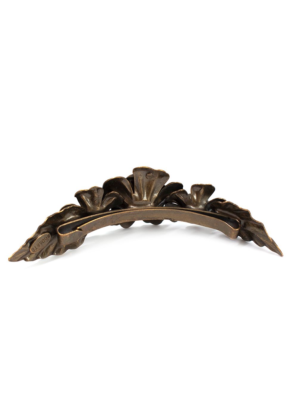 Preowned Rodarte Faux Pearl Embellished Flower Hair Clip Bronze Brass metal