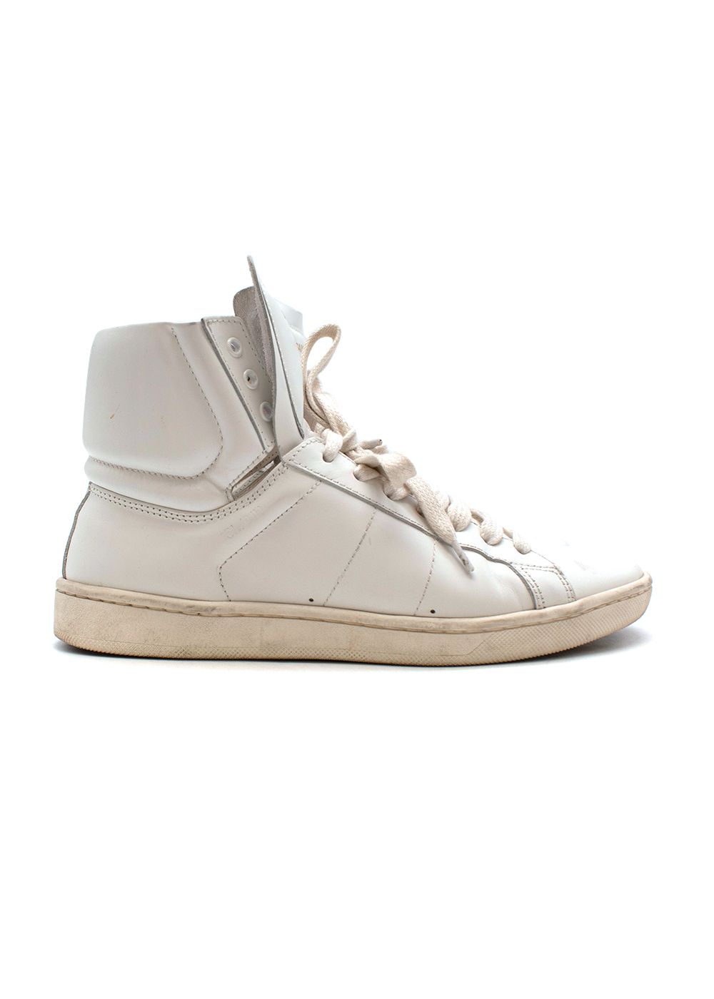 Preowned Saint Laurent White leather Court Classic SL/01 high top trainers Size 35