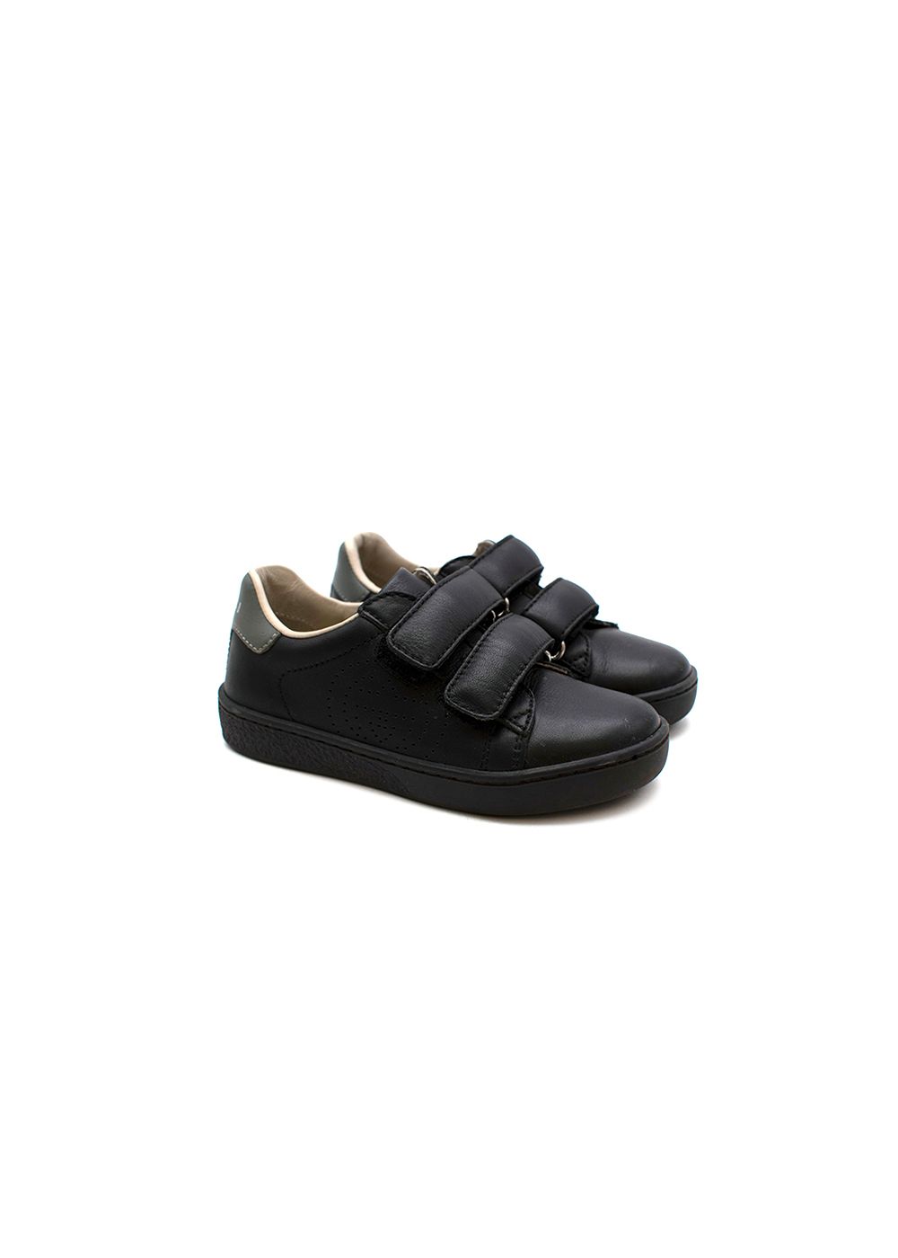 Boys Preowned Gucci Black leather velcro strap trainers Size 3 Years