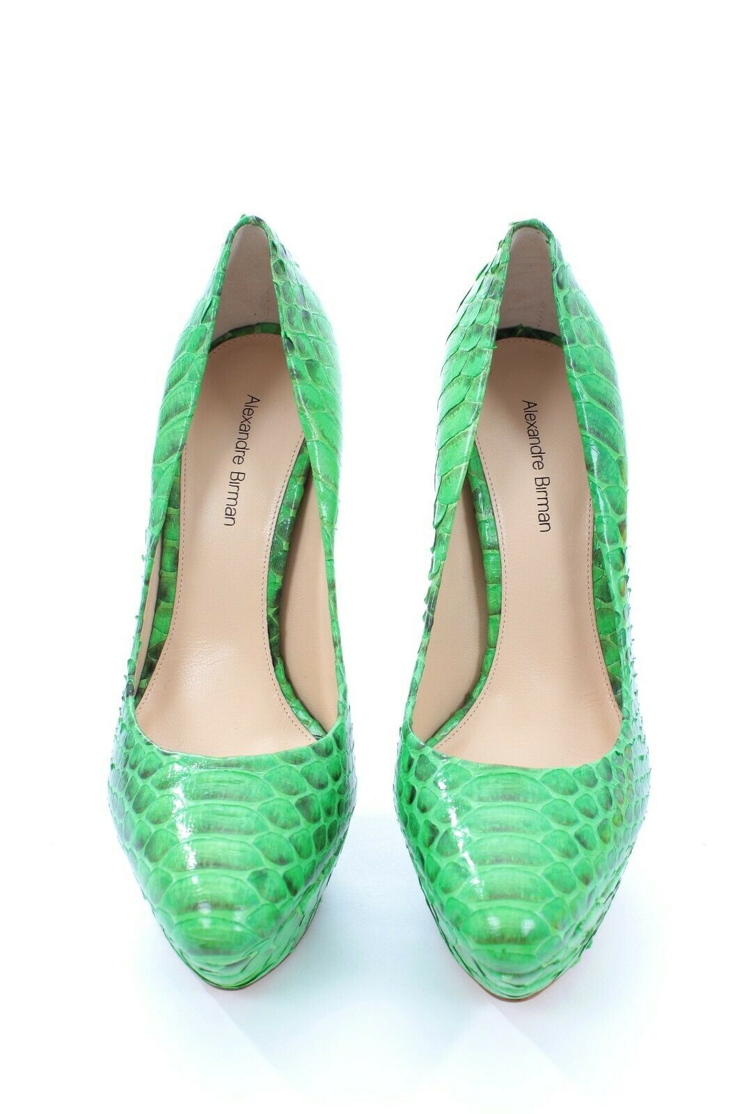 Alexandre Birman Green Python Platform Pumps Size S leather