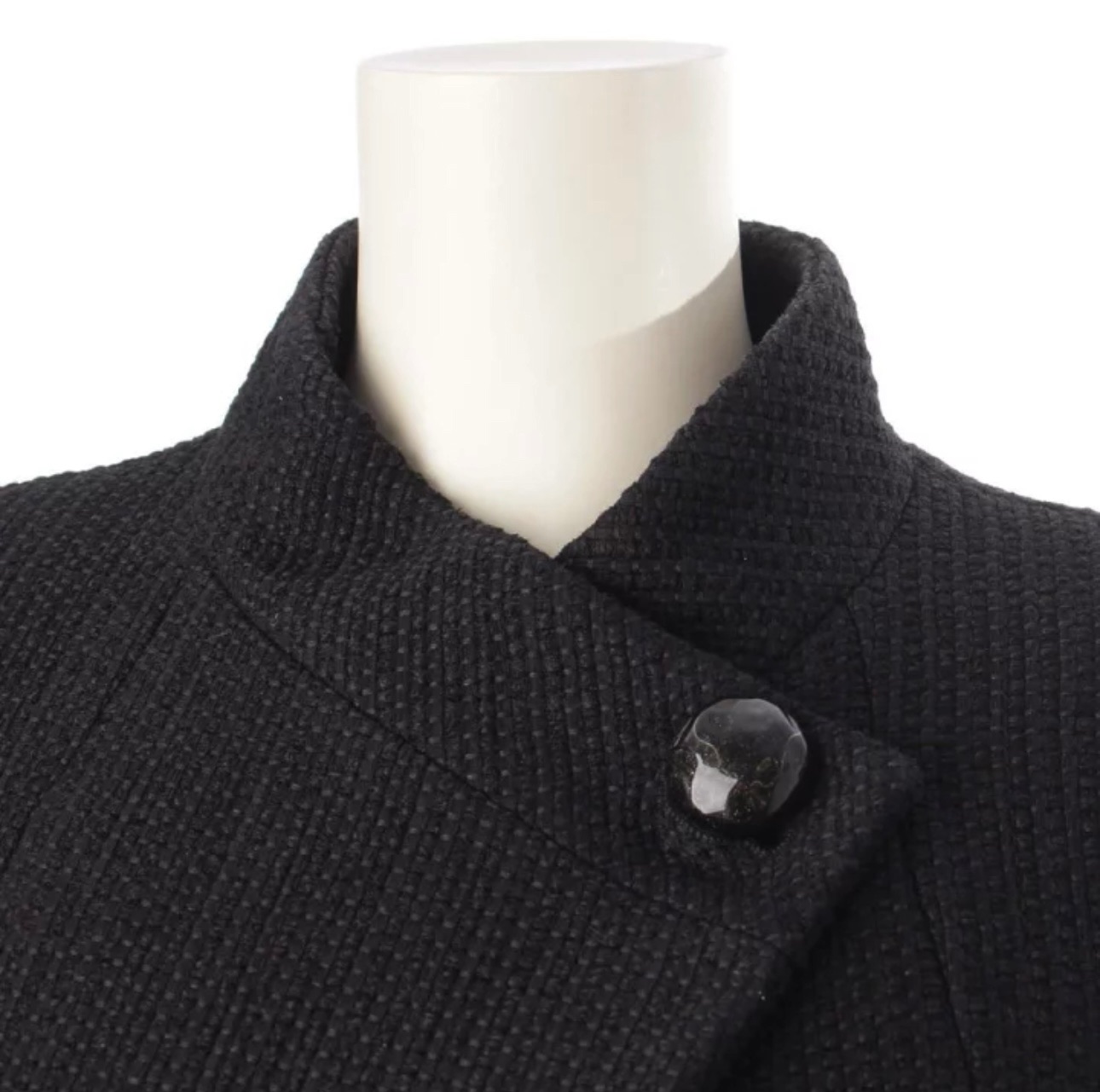 Preowned Chanel Black Tweed Jacket with Pearl Button Detail Size S