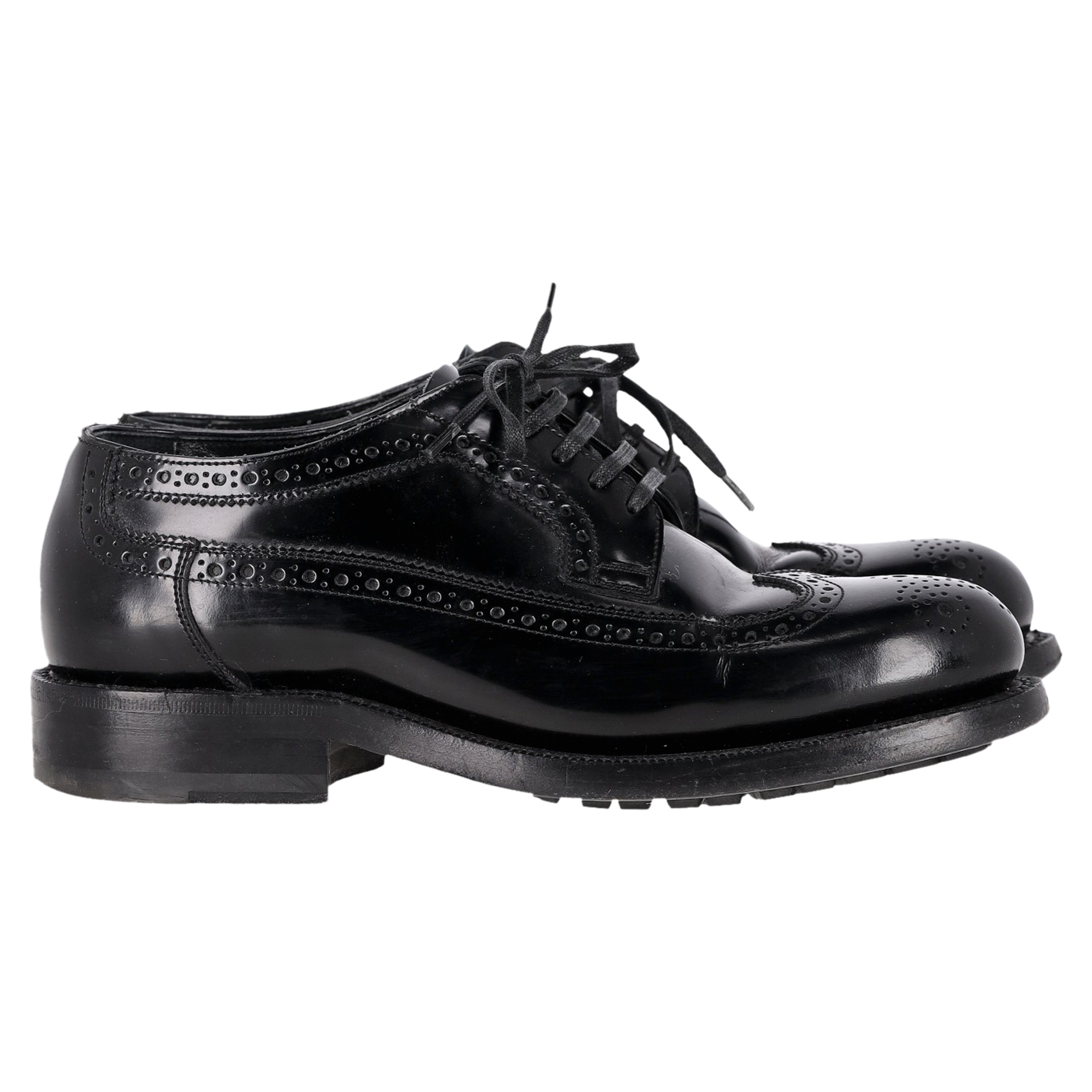 Preowned Celine Black Brogue Lace-Up Oxfords Size 35 leather