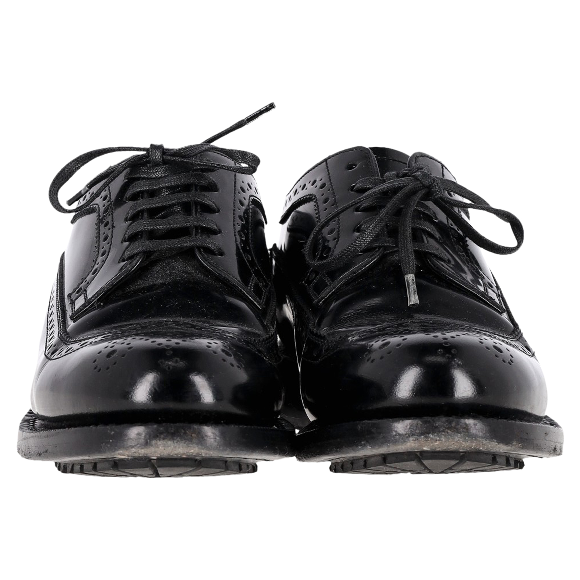 Preowned Celine Black Brogue Lace-Up Oxfords Size 35 leather