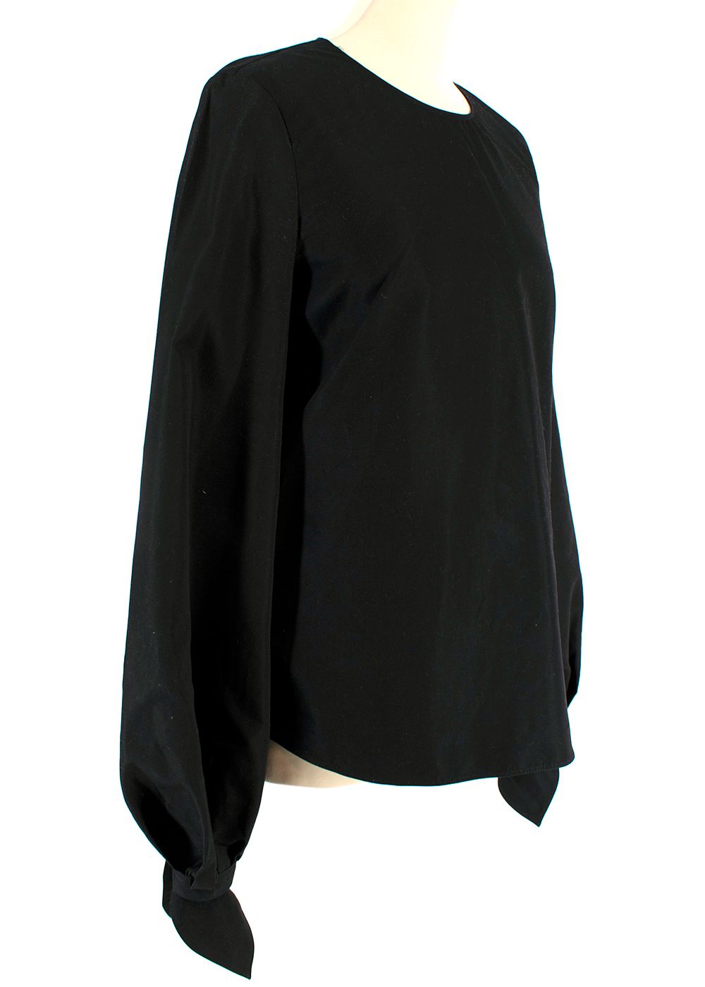 YSL Black Cotton Bow Detail  Blouse Size S cotton/silk