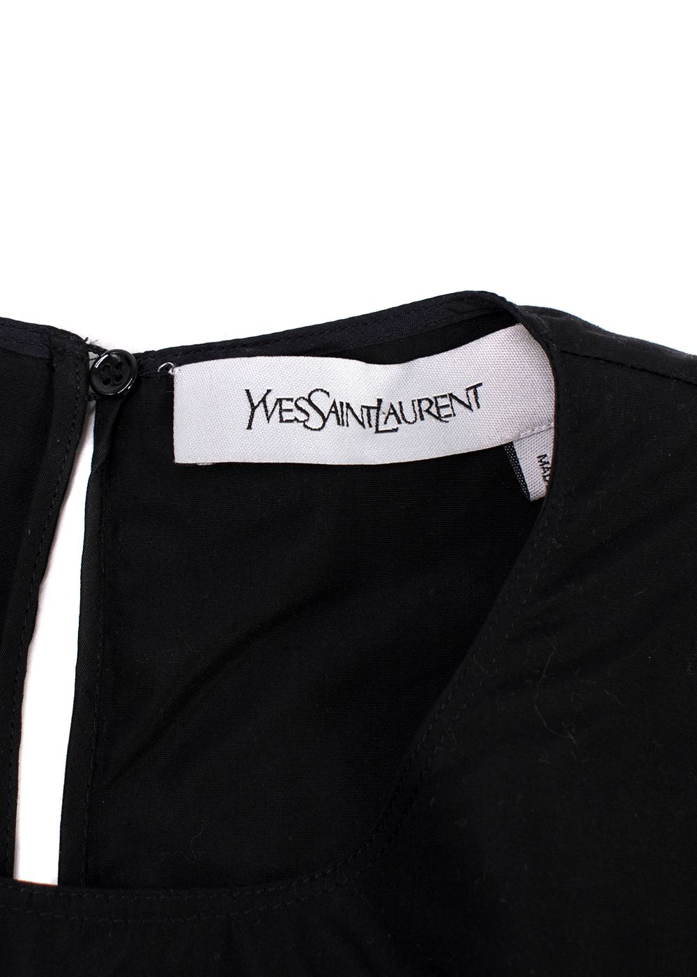 YSL Black Cotton Bow Detail  Blouse Size S cotton/silk