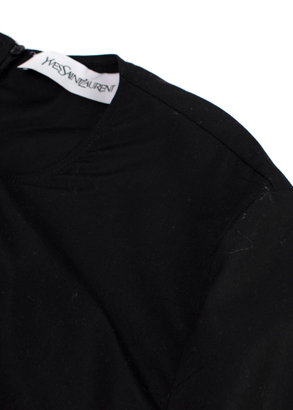 YSL Black Cotton Bow Detail  Blouse Size S cotton/silk