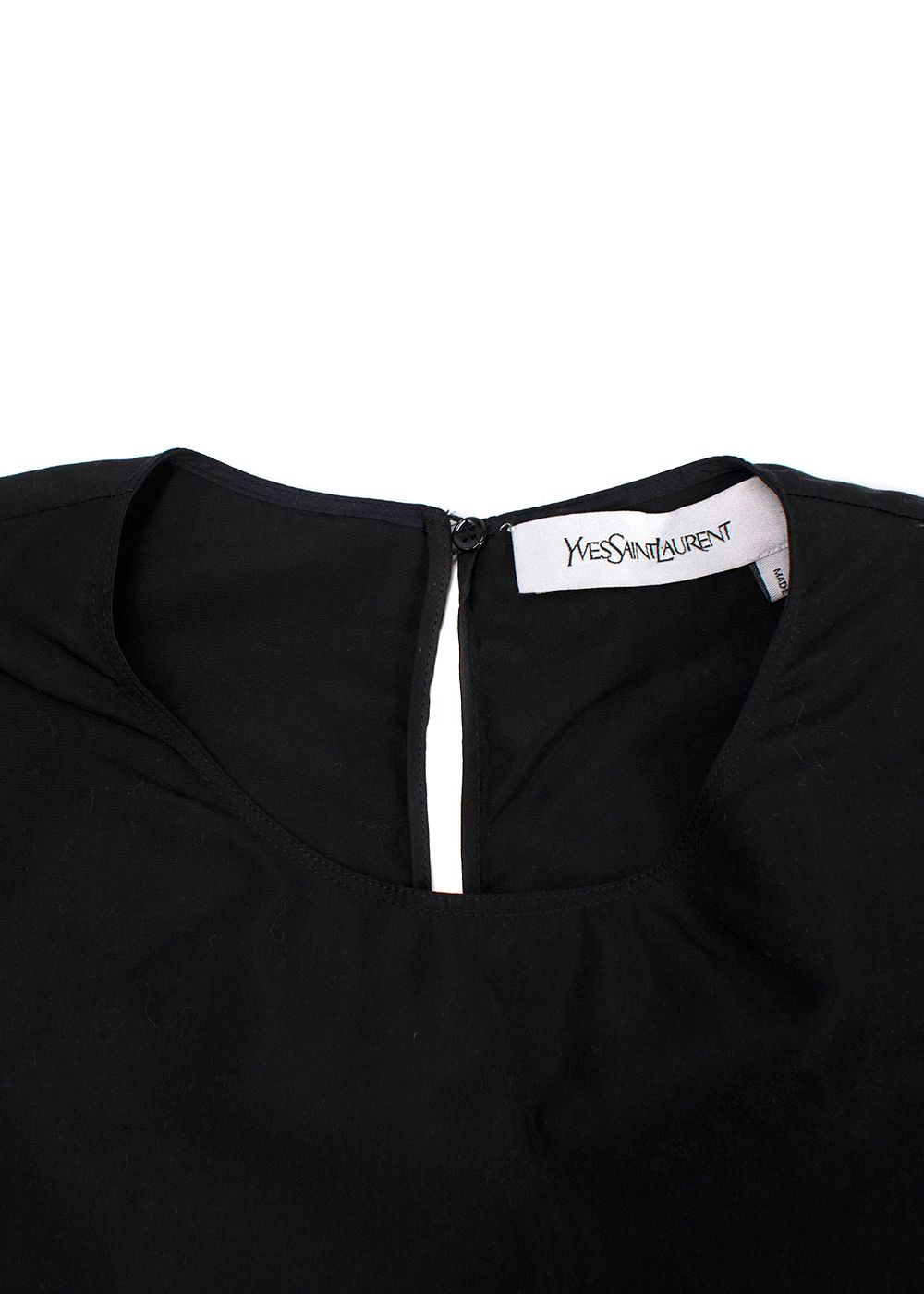 YSL Black Cotton Bow Detail  Blouse Size S cotton/silk