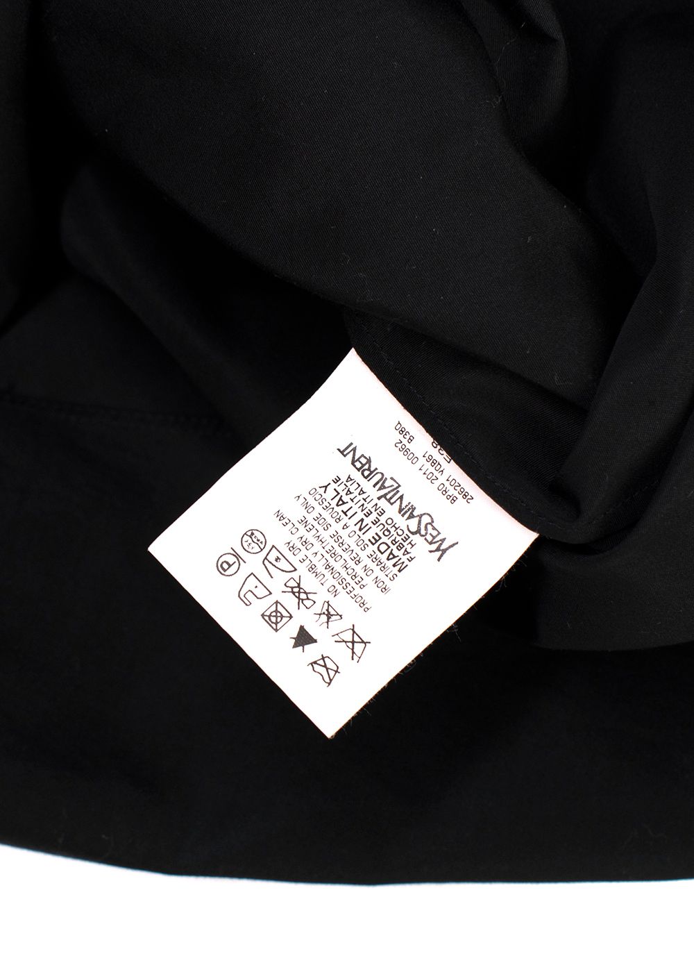 YSL Black Cotton Bow Detail  Blouse Size S cotton/silk