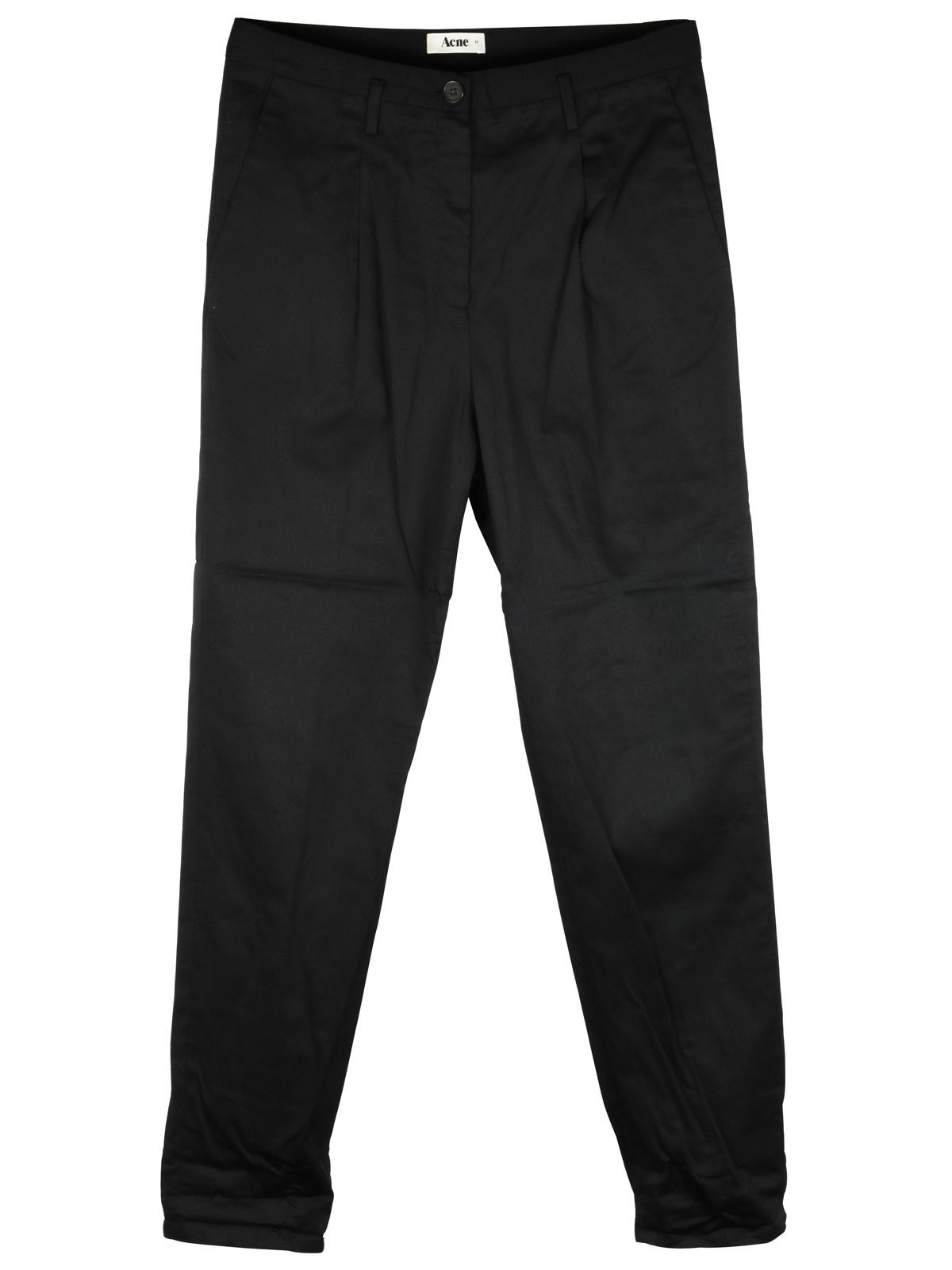 Acne Black cotton slim leg trousers Size XXS