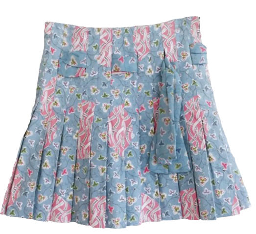 Dior Blue Floral Pleated Mini Skirt Size XS cotton