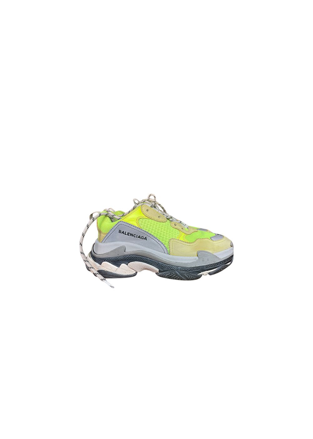 Preowned Balenciaga Neon Green Triple S Sneakers Size 38 fabric