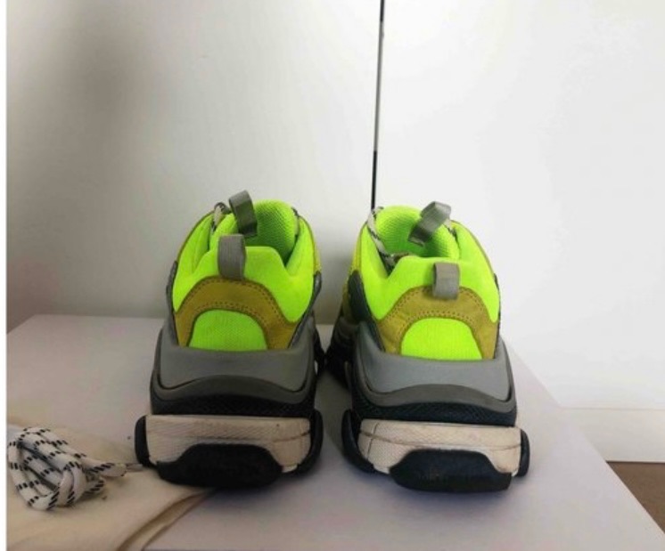 Preowned Balenciaga Neon Green Triple S Sneakers Size 38 fabric