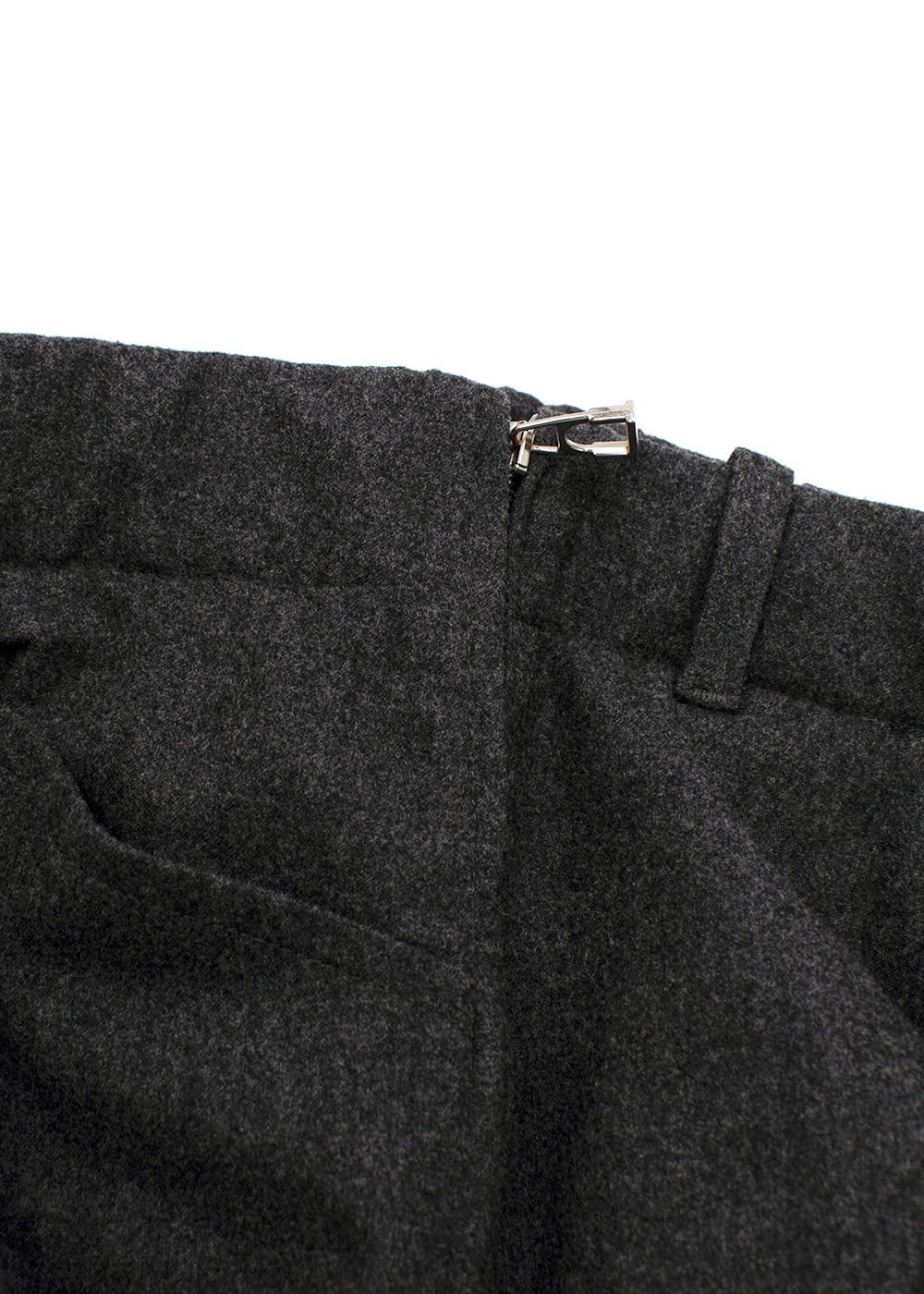 Preowned Hermes Charcoal Grey Wool Trousers with Contrast Patch Detail Size M