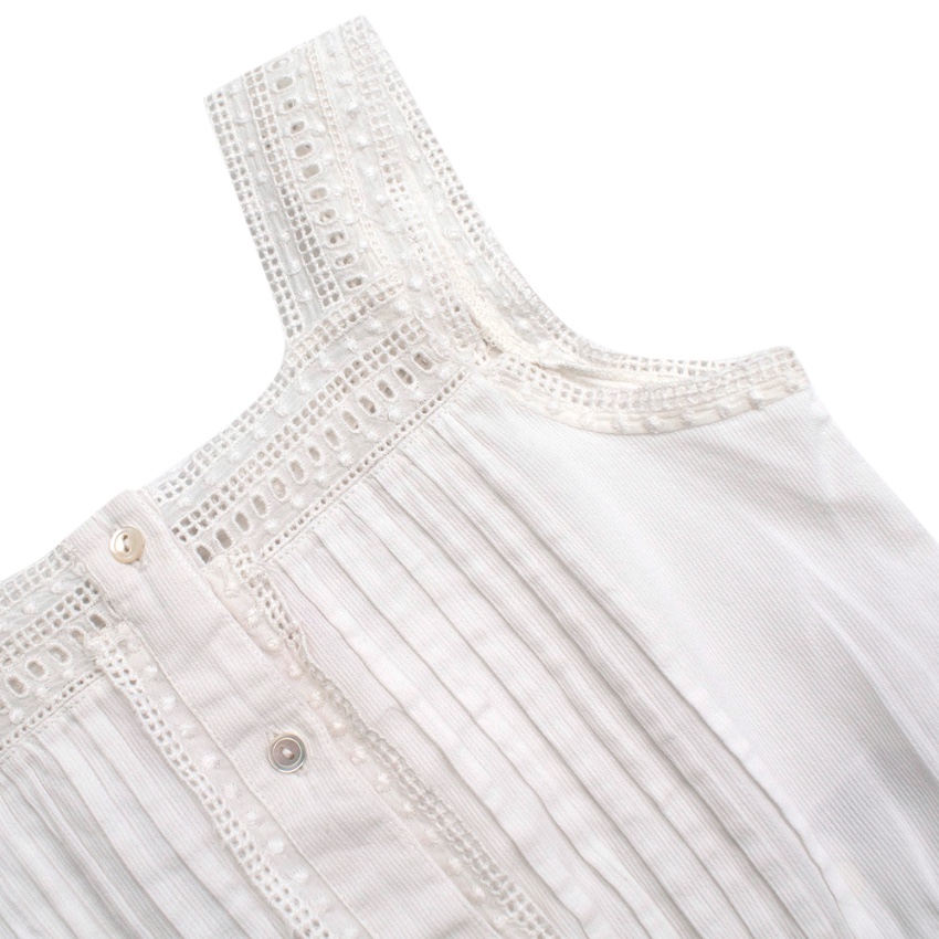 Bonpoint White Cotton Lace Details Ruffled Top Size 8 Years