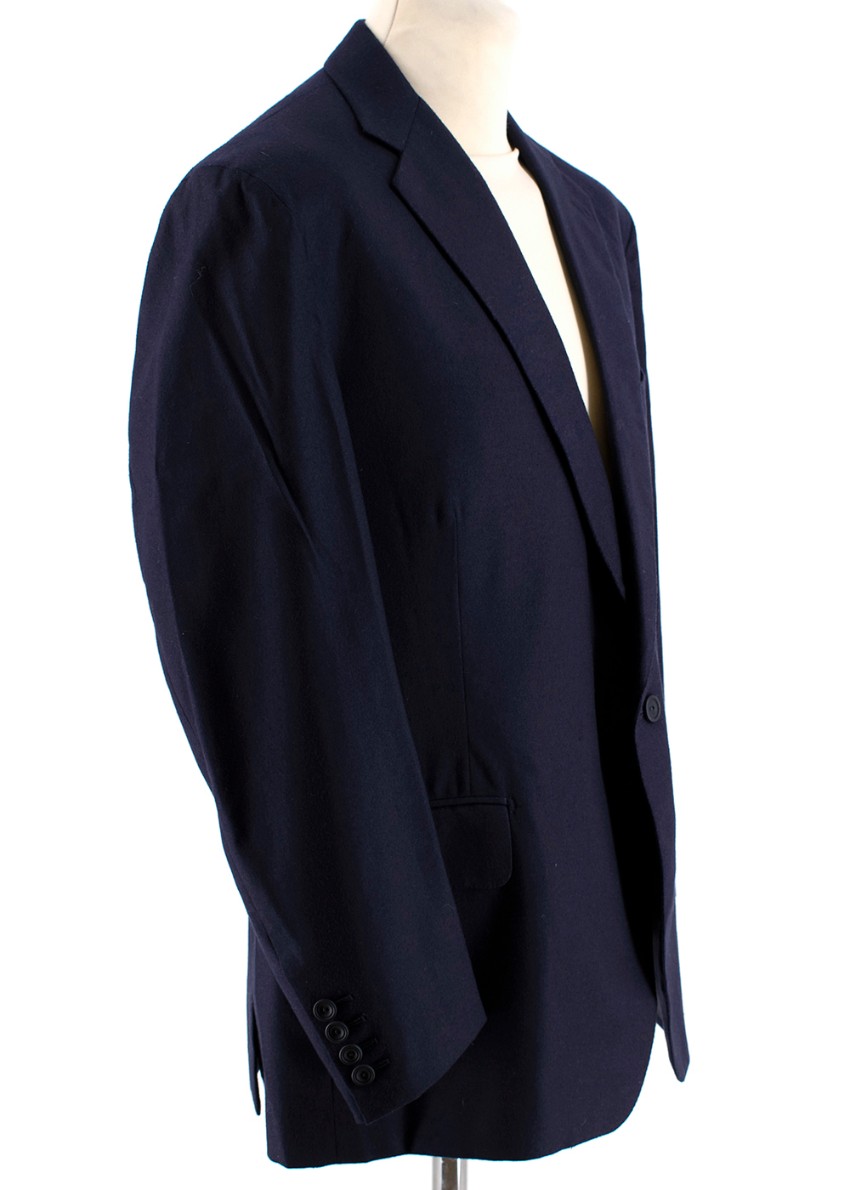 Bespoke Navy Wool-Blend Tailored Single-Breasted Suit Size XL