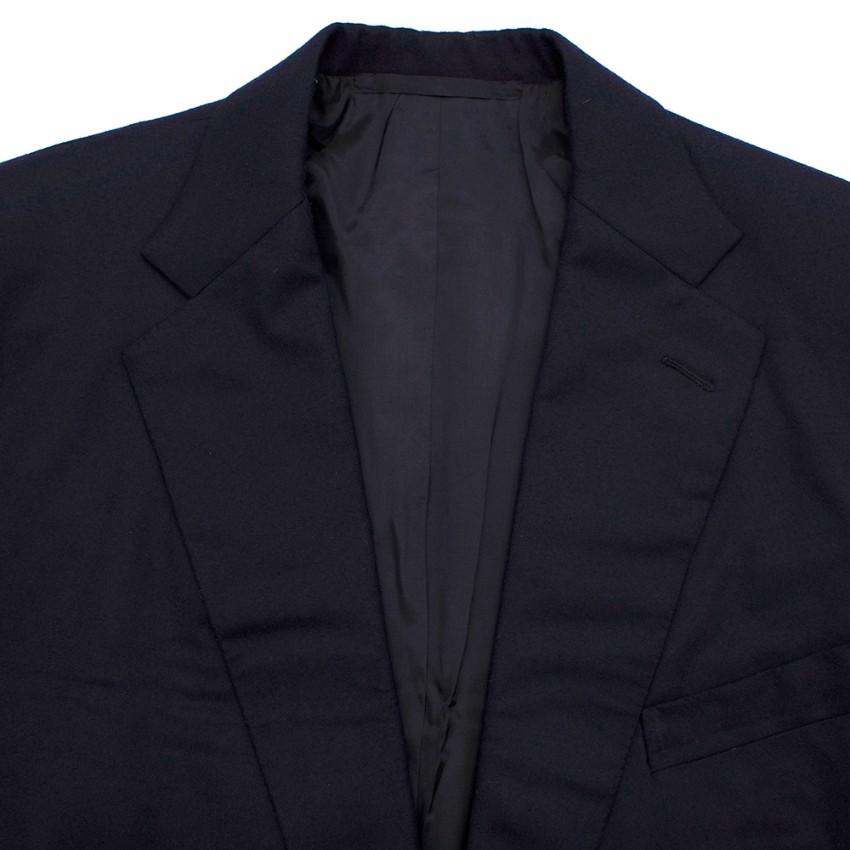 Bespoke Navy Wool-Blend Tailored Single-Breasted Suit Size XL