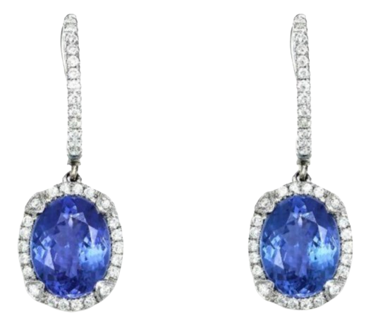 Preowned Effy Tanzanite and Diamond Drop Earrings White gold ct gold