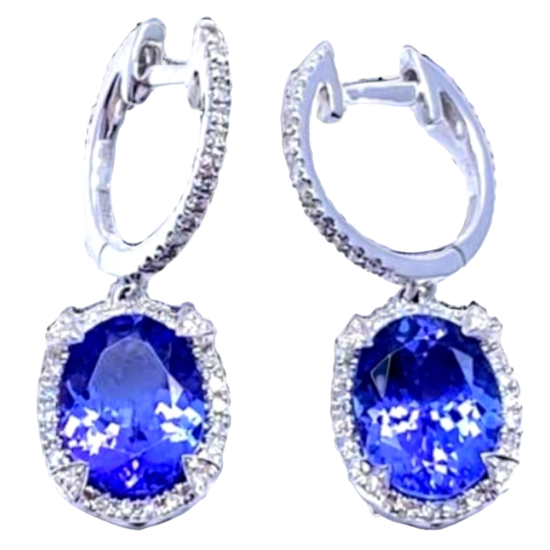 Preowned Effy Tanzanite and Diamond Drop Earrings White gold ct gold