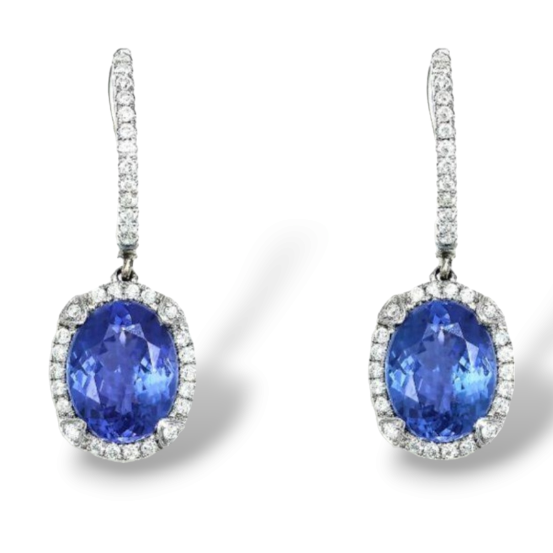 Preowned Effy Tanzanite and Diamond Drop Earrings White gold ct gold