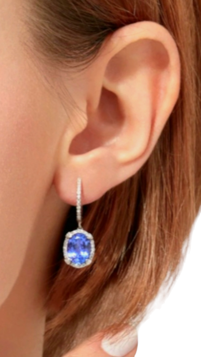 Preowned Effy Tanzanite and Diamond Drop Earrings White gold ct gold