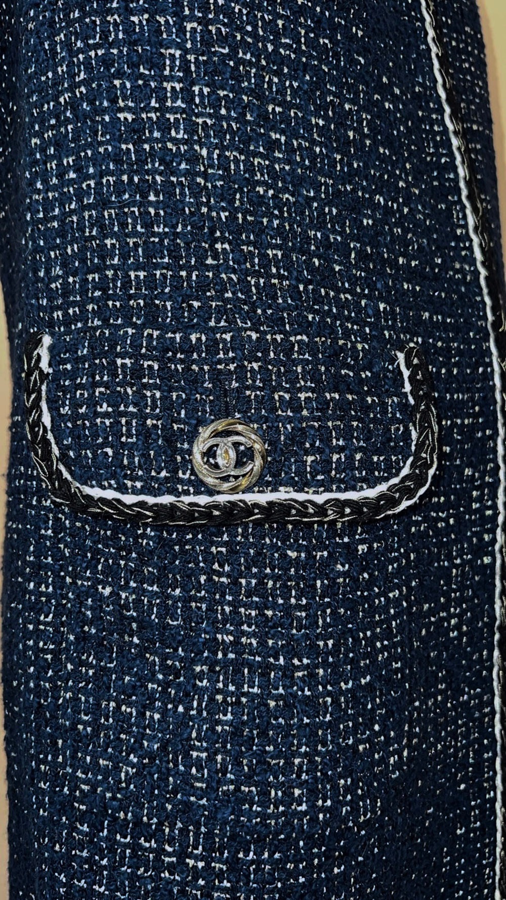 Chanel Blue Tweed Longline Vest Size S