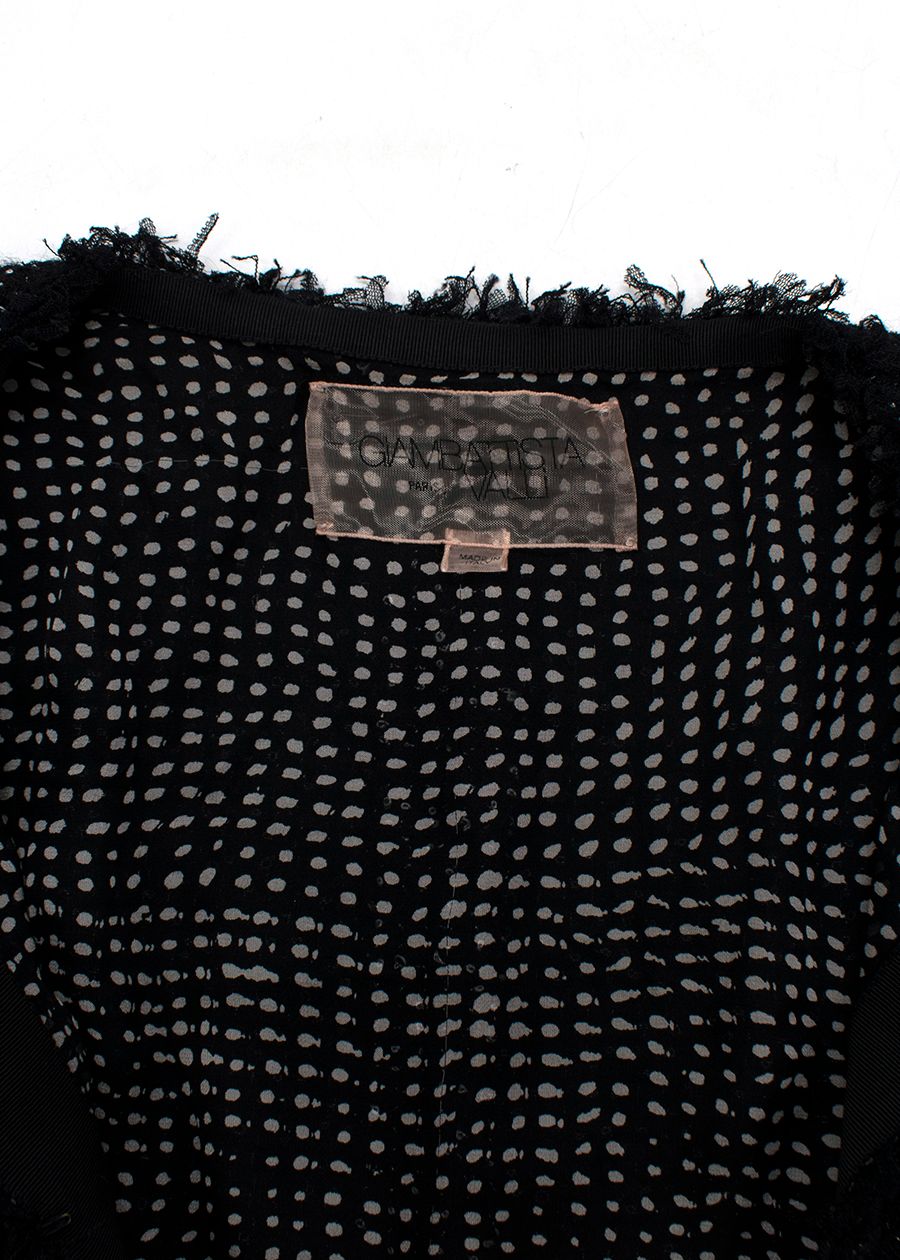 Preowned Giambattista Valli Dotted and Fringed Detailed Coat Size M Black and White polyester