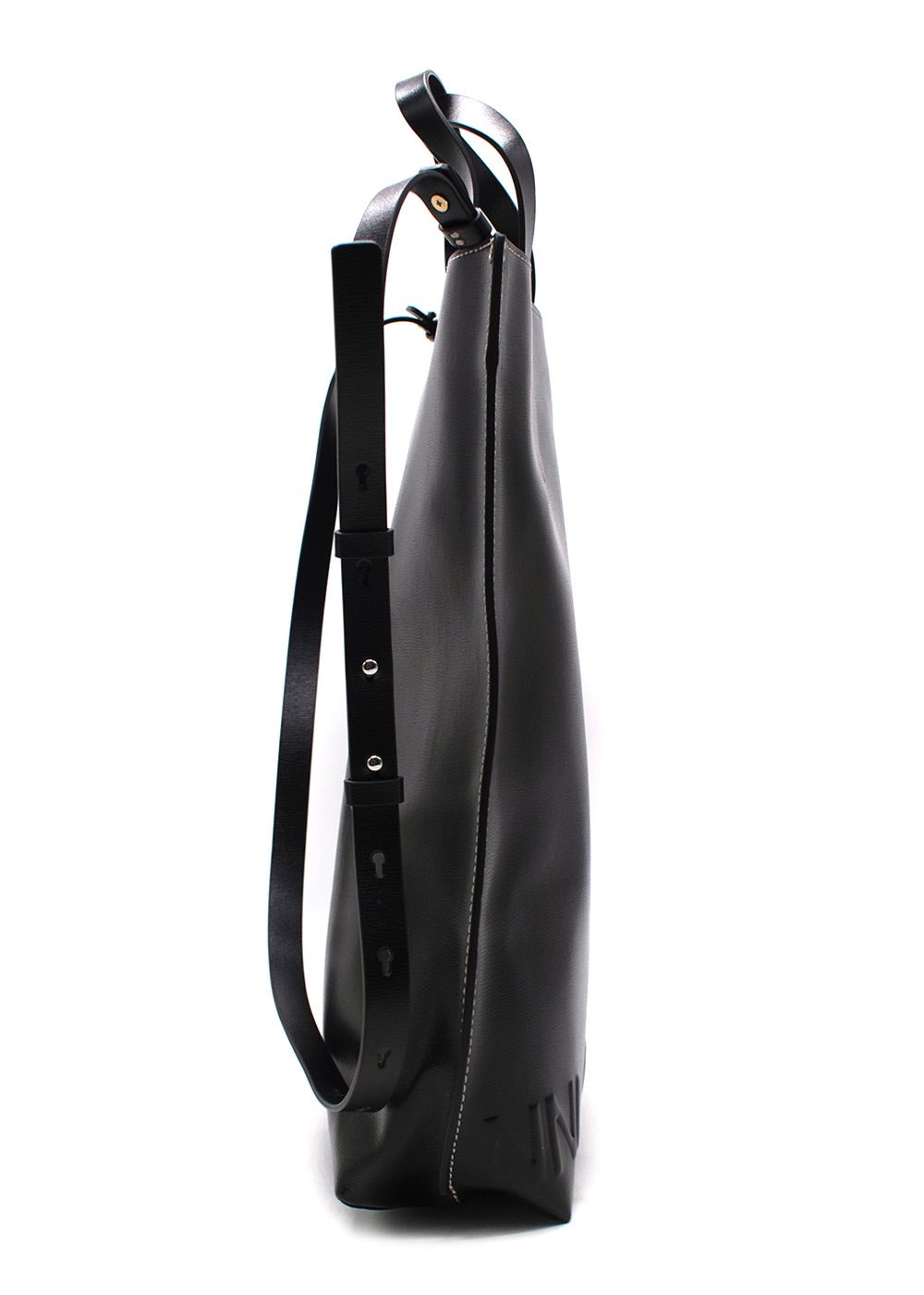 Ganni Black Leather Banner Tote Bag leather/polyurethane