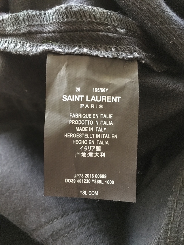 Saint Laurent D05 Black Distressed Skinny Jeans Size 28/71 cotton