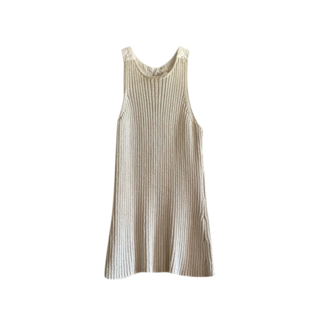 Preowned Dion Lee Button Back Ribbed Knit Sleeveless Top Size S Beige/Nude cotton