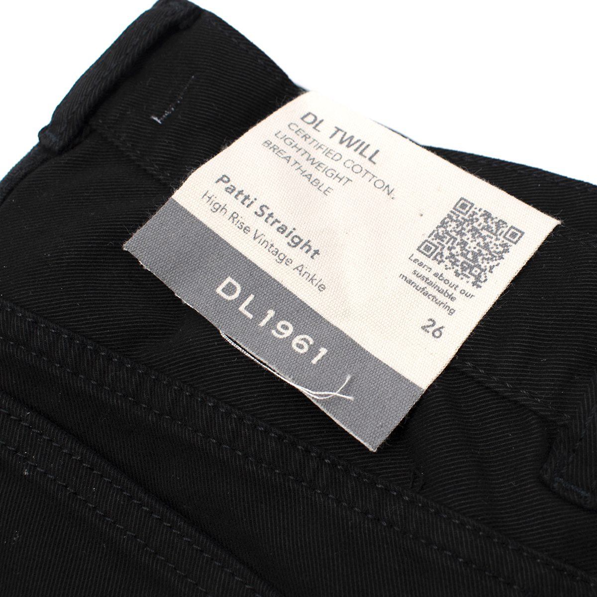 DL1961 Patti Black High Waist Straight Vintage Denim Jeans Size 26/66 cotton