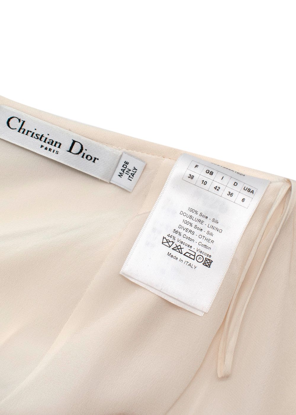 Preowned Dior Cream silk crepe shell top  column skirt Size XS